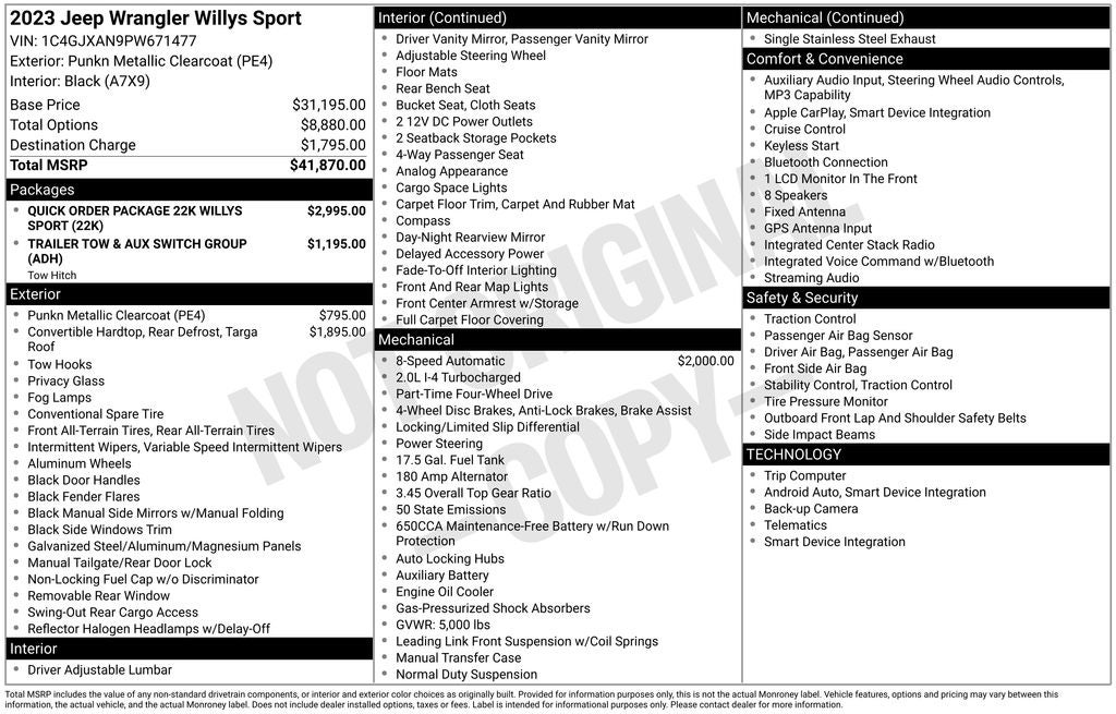 2023 Jeep Wrangler Willys Trailer Tow & Aux Switch Group