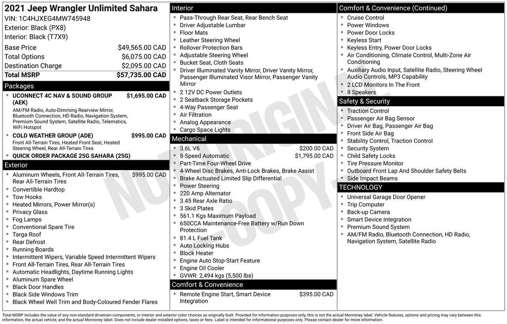 2021 Jeep Wrangler Unlimited Sahara GPS Navigation