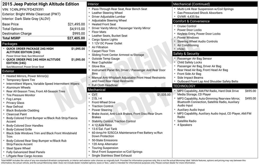 2015 Jeep Patriot High Altitude