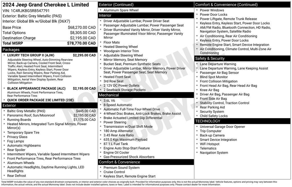 2024 Jeep Grand Cherokee L Limited Navigation System & Dual-Pane Panoramic Sunroof