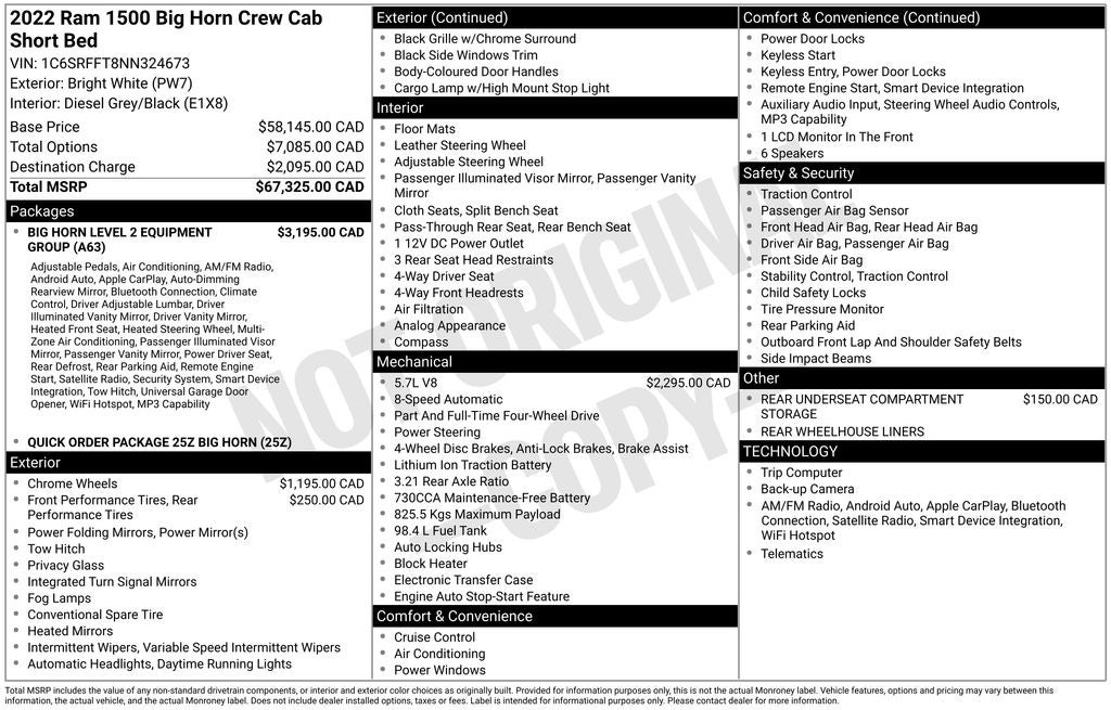 2022 RAM 1500 Big Horn/Lone Star ParkView Rear Back-Up Camera Apple CarPlay