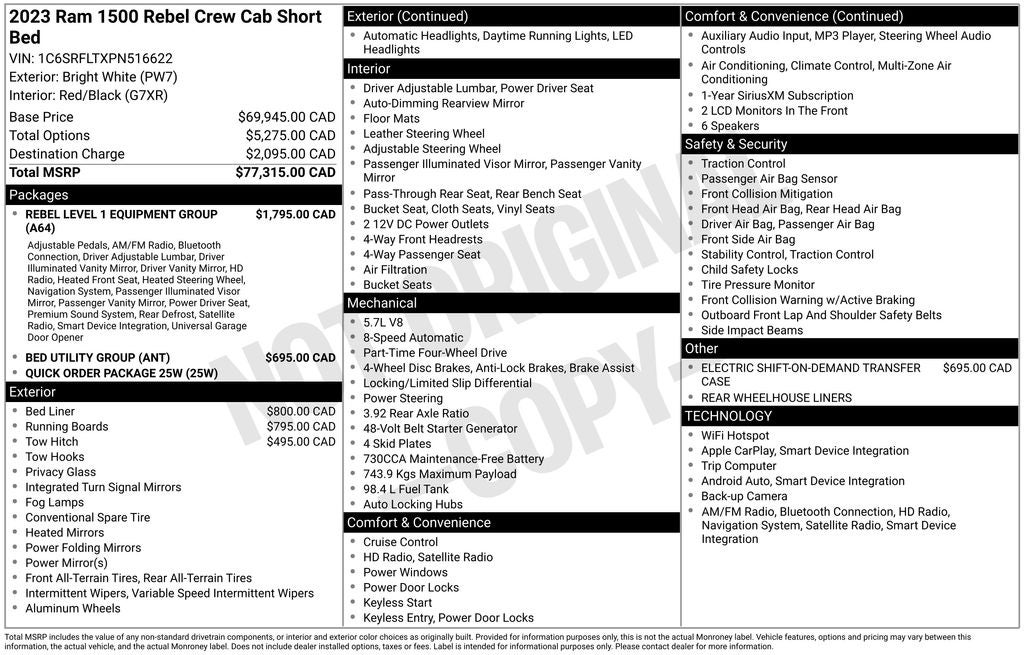 2023 RAM 1500 Rebel Navigation System
