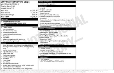 2007 Chevrolet Corvette Base Enhanced Acoustic Package