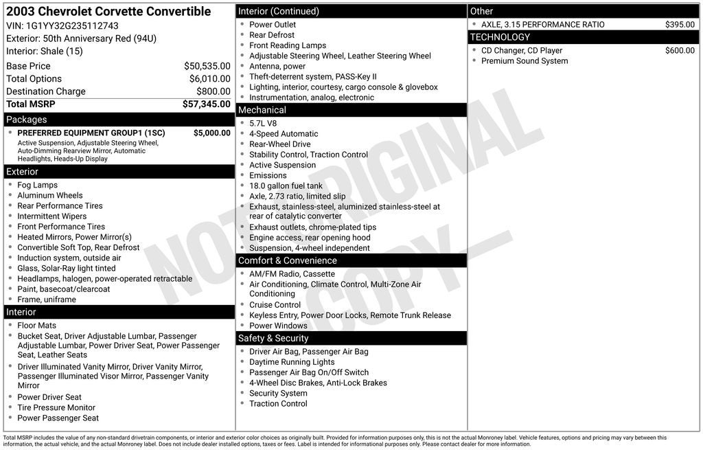 2003 Chevrolet Corvette Base