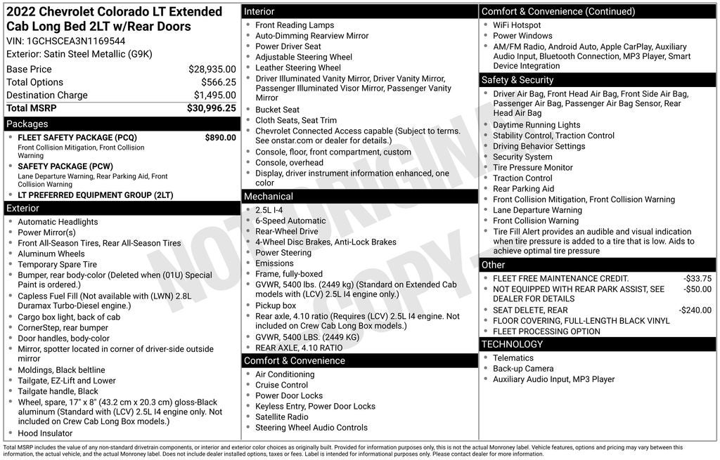 2022 Chevrolet Colorado LT Apple CarPlay/Android Auto