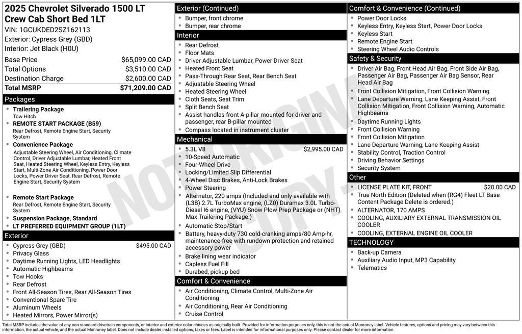 2025 Chevrolet Silverado 1500 LT Remote Vehicle Starter
