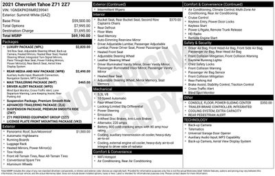 2021 Chevrolet Tahoe Z71 Rear Media & Nav Package