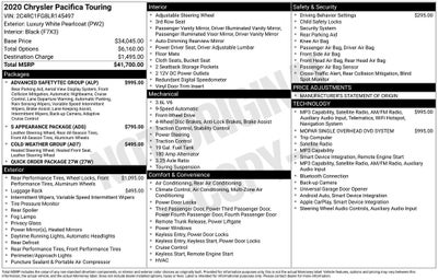 2020 Chrysler Pacifica Touring 3rd row seat