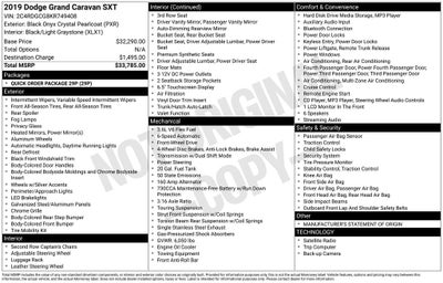 2019 Dodge Grand Caravan SXT ParkView Rear Back-Up Camera