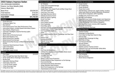 2022 Subaru Impreza Base Radio: Subaru STARLINK 6.5" Multimedia System