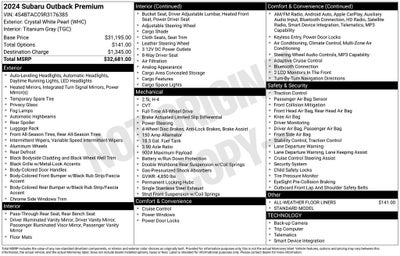 2024 Subaru Outback Premium Hands Free Blue Tooth & Exterior Parking Camera Re