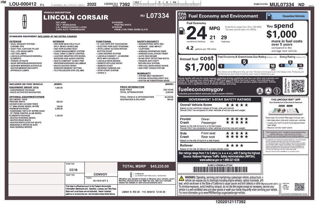 2021 Lincoln Corsair Standard