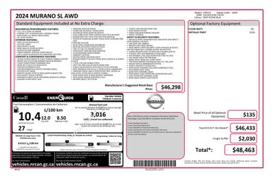 2024 Nissan Murano SL Power moonroof & Navigation System