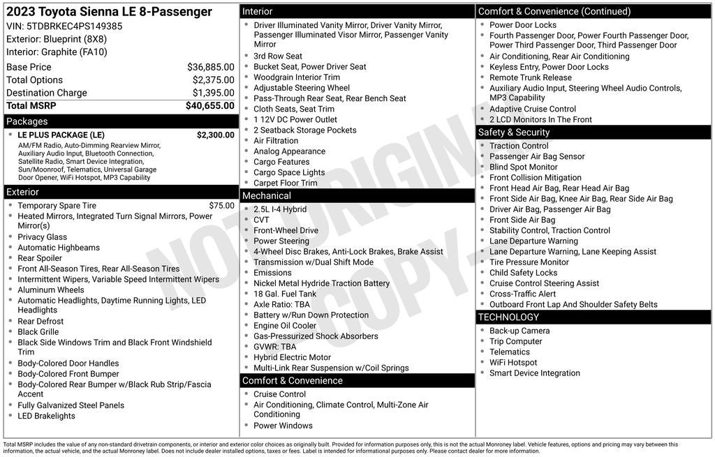 2023 Toyota Sienna LE 8 Passenger