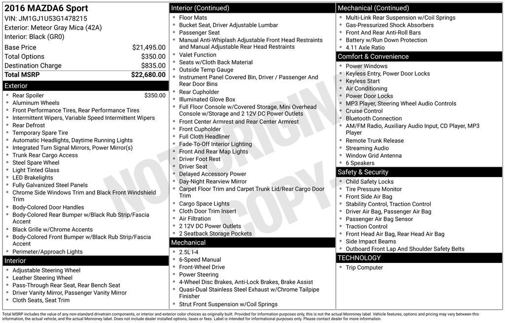 2016 Mazda Mazda6 i Sport