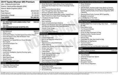 2019 Toyota 4Runner SR5 Premium Premium Package w/Softex