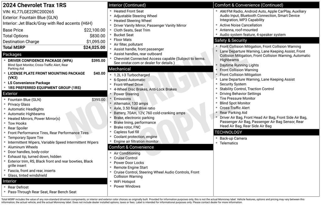 2024 Chevrolet Trax 1RS Driver Confidence Package