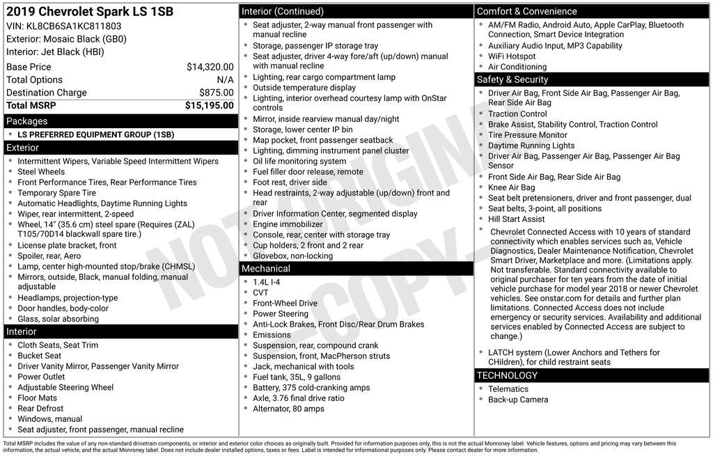 2019 Chevrolet Spark LS