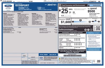 2020 Ford EcoSport SE Power moonroof & Exterior Parking Camera Rear