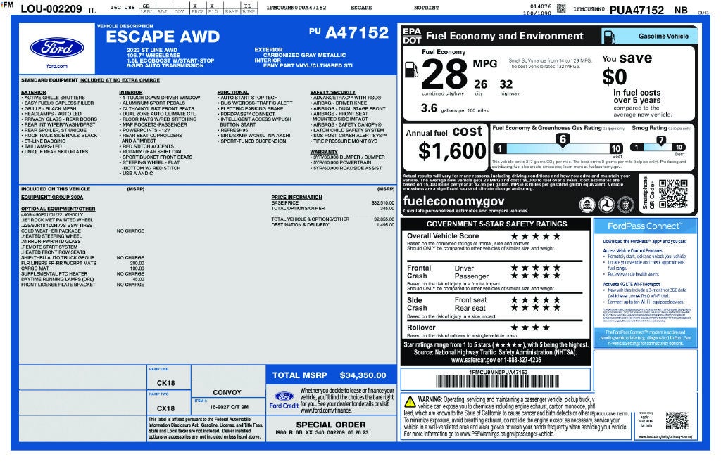 2023 Ford Escape ST-Line AWD Cold Weather Pkg Blis