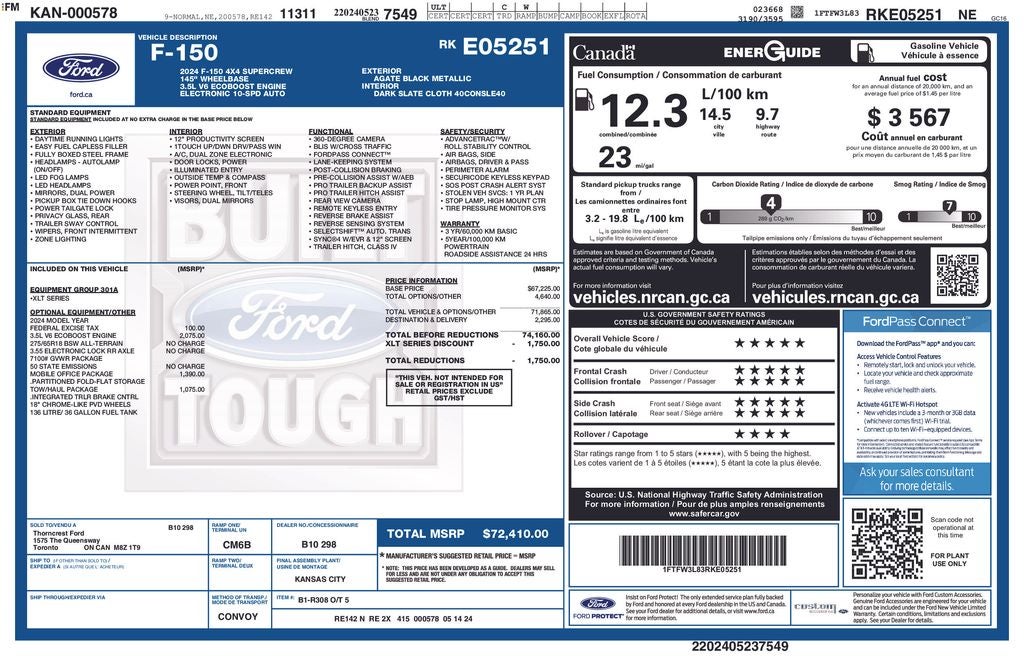 2024 Ford F-150 XLT CREW CAB 3.5L ECOBOOST NAVIGATION CHROME PKG