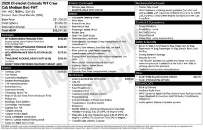 2020 Chevrolet Colorado Work Truck Crew Cab 4x4 V6 Rear Camera