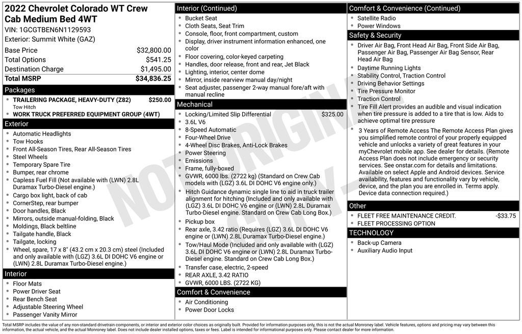 2022 Chevrolet Colorado Work Truck