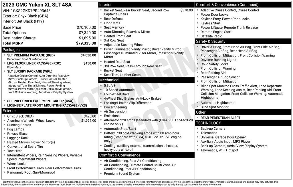 2023 GMC Yukon XL SLT SLT Premium Package with Panoramic Power Sunroof