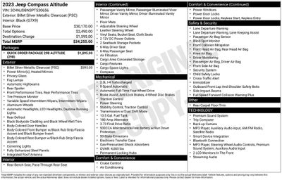 2023 Jeep Compass Latitude 4x4 Rear Camera 2 Tone Paint Group