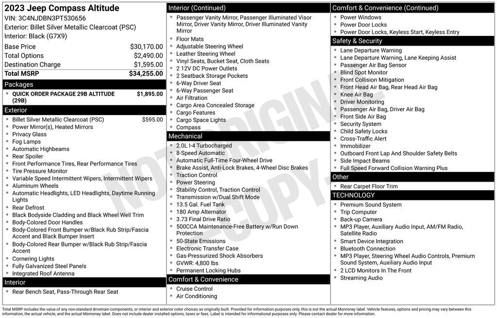 2023 Jeep Compass Latitude 4x4 Rear Camera 2 Tone Paint Group