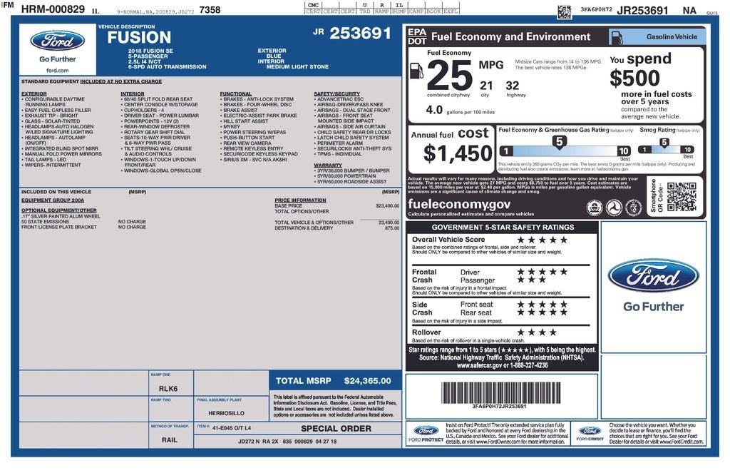 2018 Ford Fusion SE