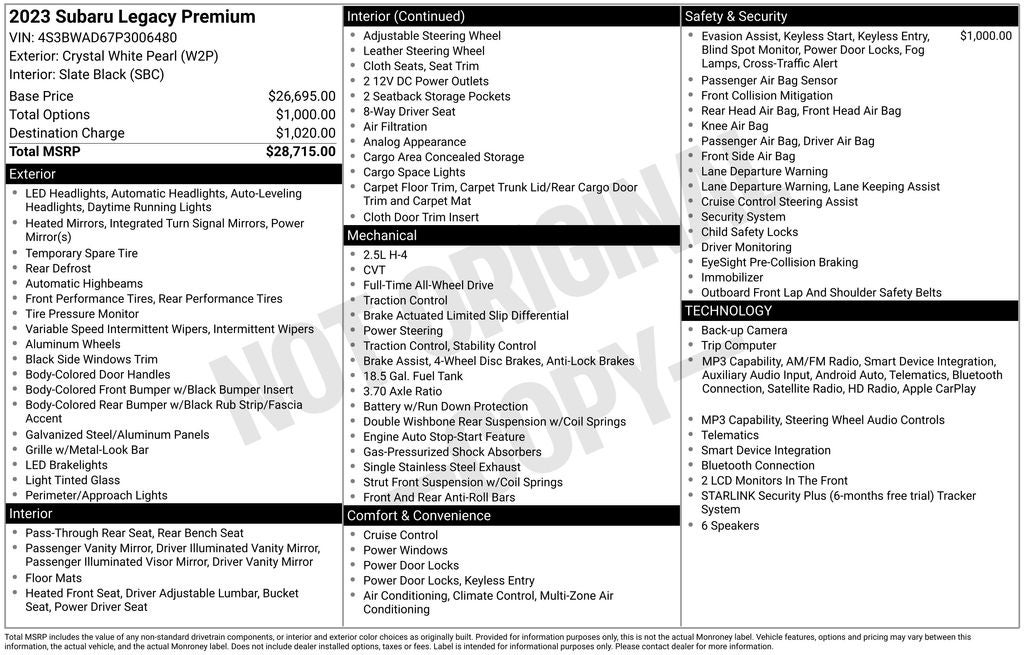 2023 Subaru Legacy Premium