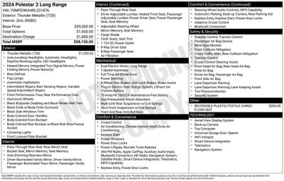 2024 Polestar 2 Long Range Dual Motor AWD Pilot Package Blis Navigation Park Assist