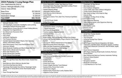2024 Polestar 2 Long Range Dual Motor AWD Navigation Heated Seats