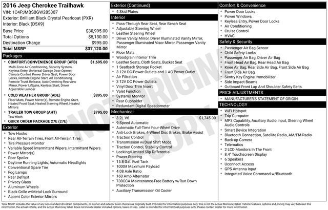 2016 Jeep Cherokee Trailhawk