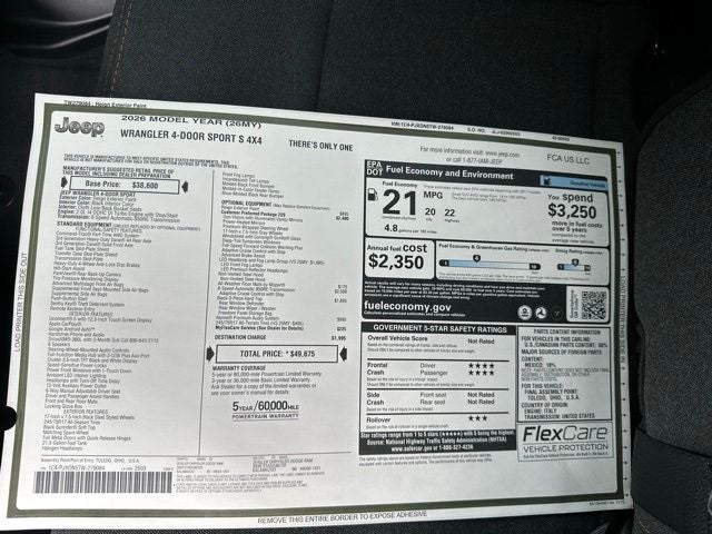 2026 Jeep Wrangler WRANGLER 4-DOOR SPORT S