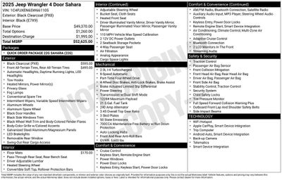 2025 Jeep Wrangler WRANGLER 4-DOOR SAHARA