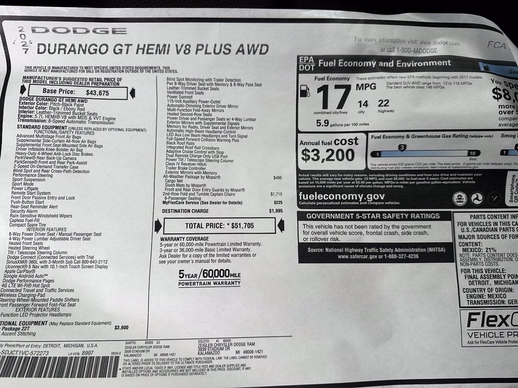 2027 Dodge Durango GT HEMI AWD