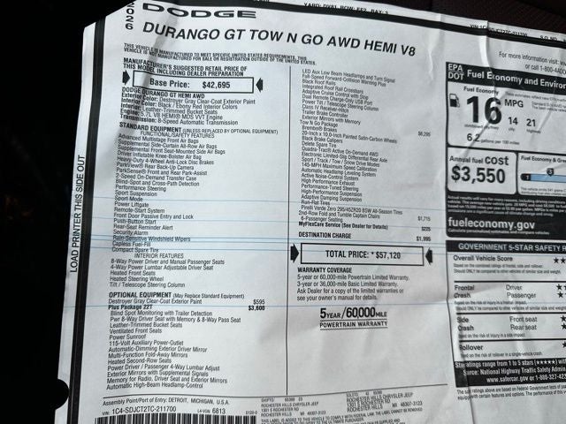 2026 Dodge Durango DURANGO GT PLUS AWD HEMI V8