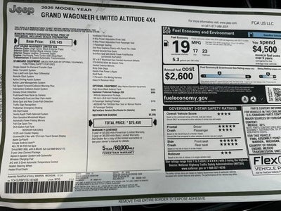 2026 Jeep Grand Wagoneer GRAND WAGONEER LIMITED ALTITUDE 4X4