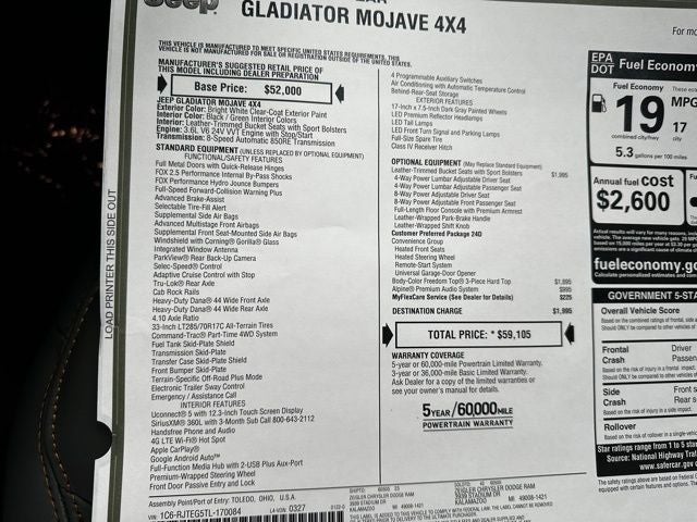 2026 Jeep Gladiator GLADIATOR MOJAVE 4X4