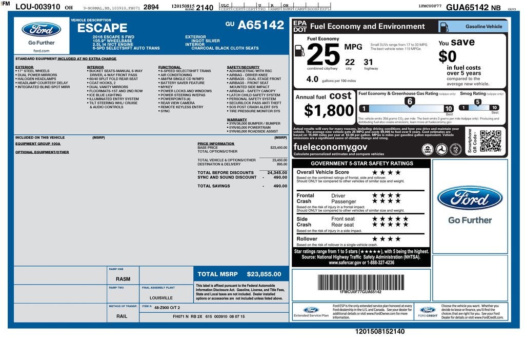 2016 Ford Escape S