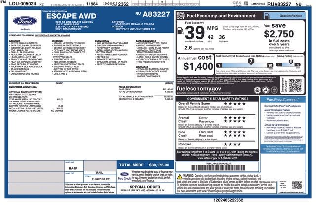 2024 Ford Escape Hybrid ST-Line Select