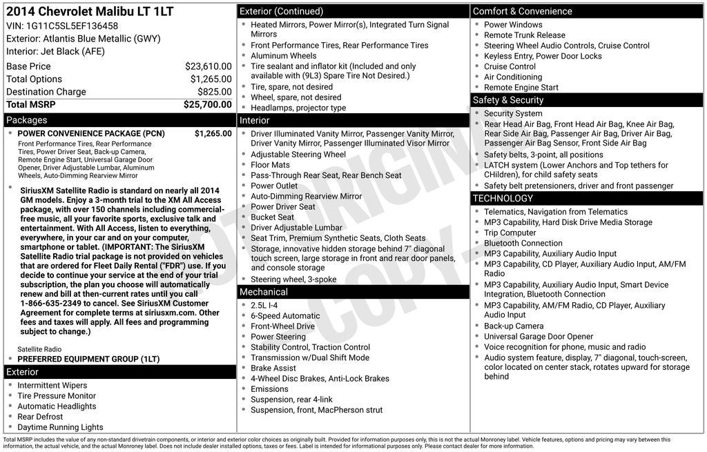 2014 Chevrolet Malibu LT 1LT