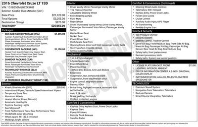 2016 Chevrolet Cruze LT Auto