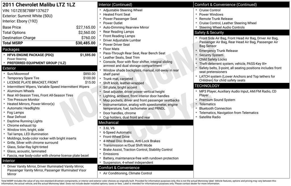 2011 Chevrolet Malibu LTZ