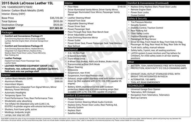 2015 Buick LaCrosse Leather Group