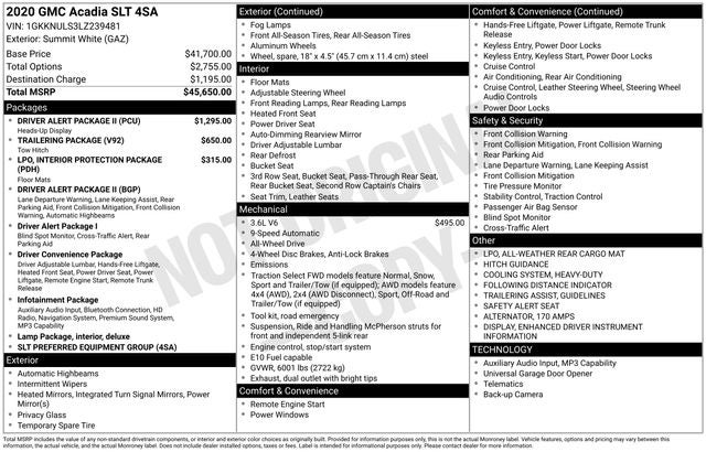 2020 GMC Acadia AWD SLT