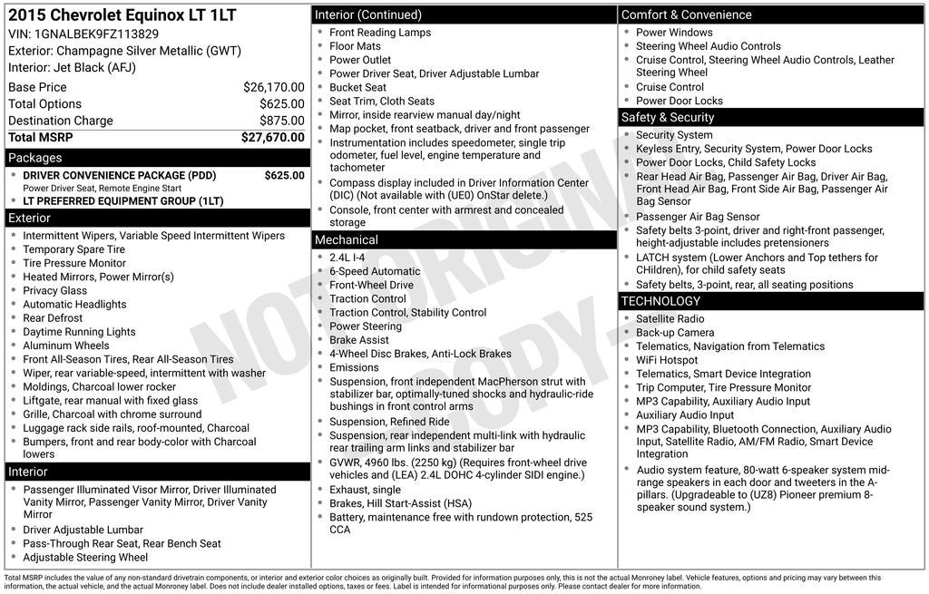 2015 Chevrolet Equinox LT 1LT