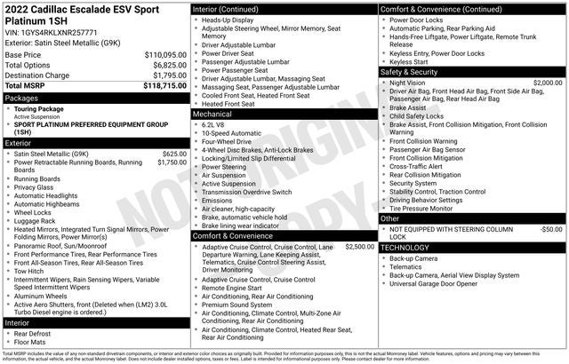 2022 Cadillac Escalade ESV Sport Platinum
